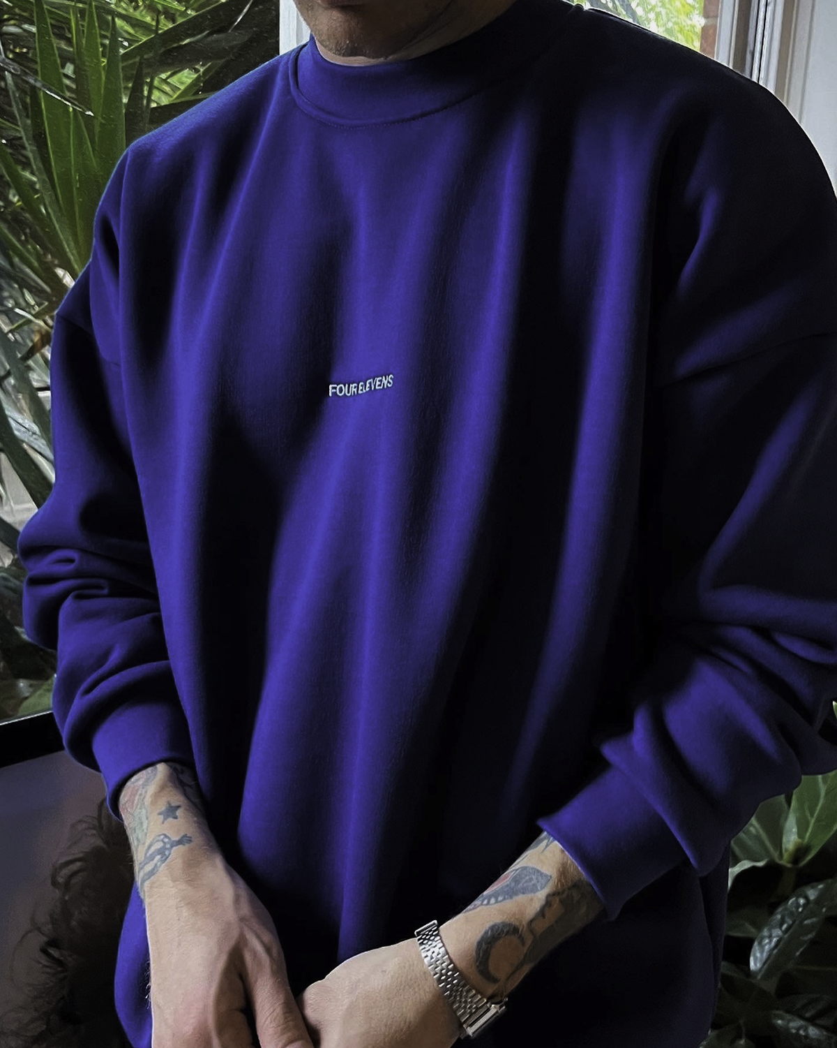 Blue Minimal Four Elevens Sweat