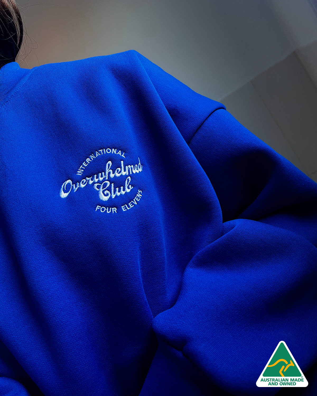 Overwhelmed Club Blue & White Sweat