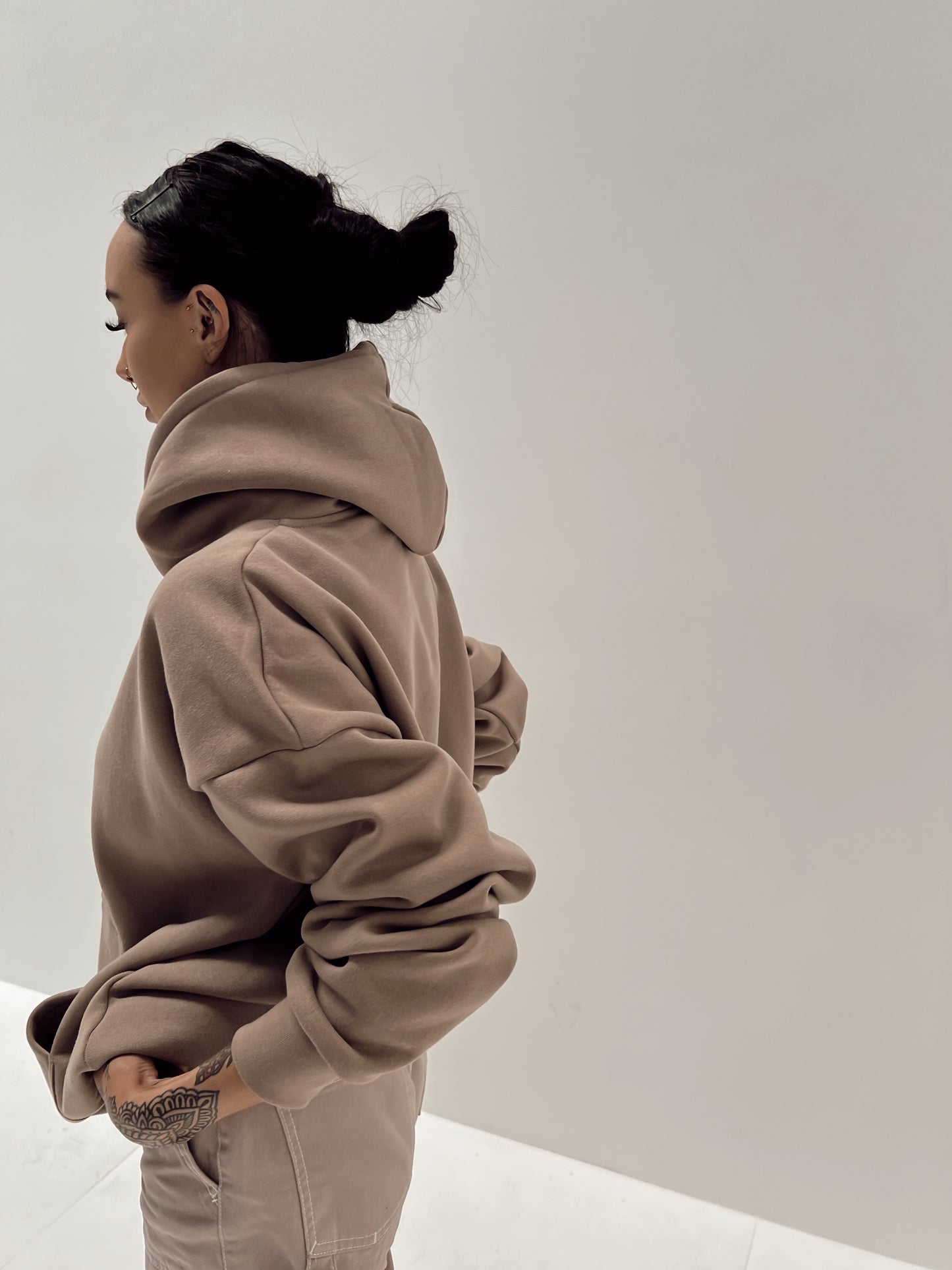 Taupe Minimal Hoodie
